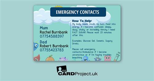 My Diabetes Card for Kids (REAR)